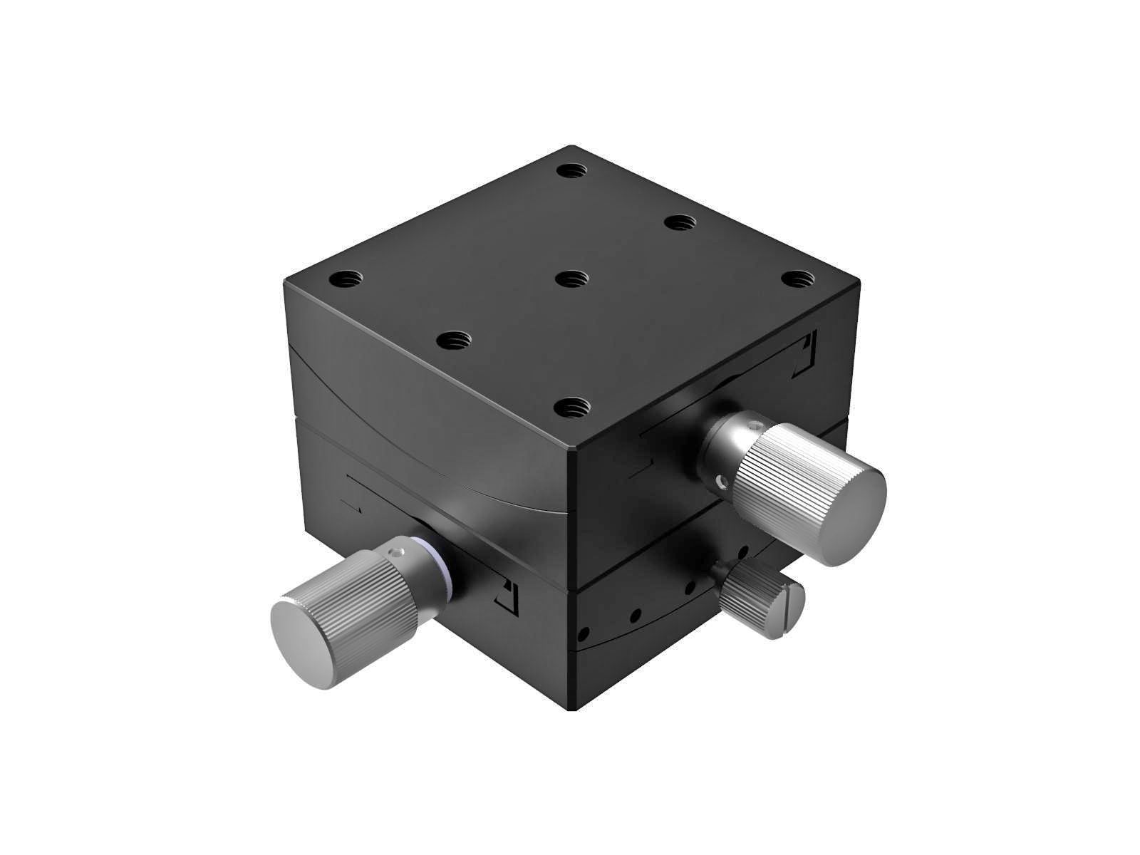 Goniometr 65X65mm, mosiężny wpust, 2-osiowy, +/-20°, wysokość osi 50mm, przekładnia ślimakowa, gwint 1/4-20 (GOH-65B50UU)