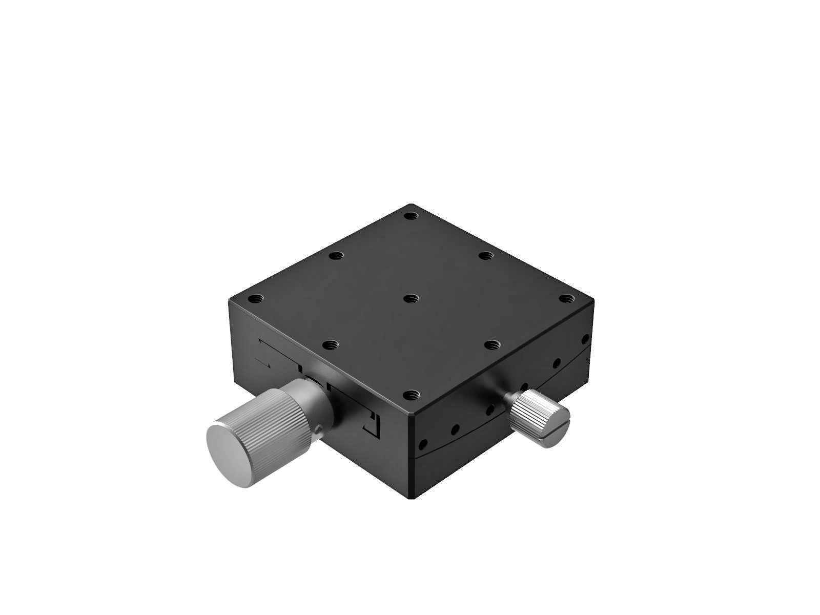 Goniometr 60X60mm, mosiężny wpust, 1-osiowy, +/-10 stopni, wysokość osi 11mm, przekładnia ślimakowa, gwint M4 (GOH-60A115)