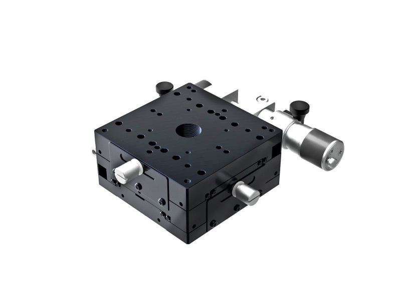 Łożysko krzyżowo-rolkowe 80X80mm, aluminiowe, stolik XY, boczny mikrometr śrubowy submikronowy, +/-7.5mm, gwinty M4, prawoskrętne (TAM-802SRWP)