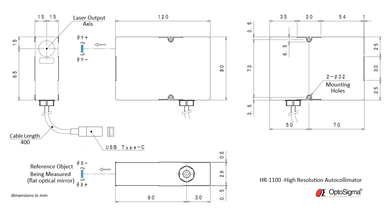 Elektroniczny autokolimator laserowy o rozdzielczości 0.1 sekundy łuku (HR-1100)