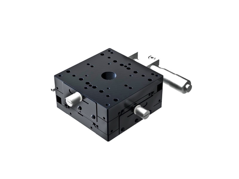 Łożysko krzyżowo-rolkowe 80X80mm, aluminiowe, stolik XY, boczny mikrometr, +/-7.5mm, gwinty M4, prawoskrętne — zdjęcie produktu, nr katalogowy TAM-802SR