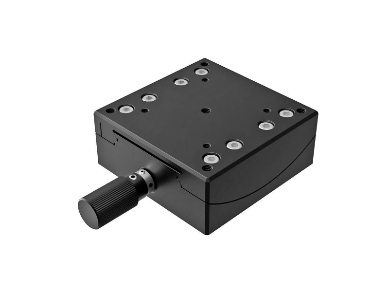 Goniometr 60X60mm, mosiężny z rowkiem V, 1-osiowy, +/-11°, wysokość osi 35mm, przekładnia ślimakowa, gwint M4 (GOHB-60A35R)