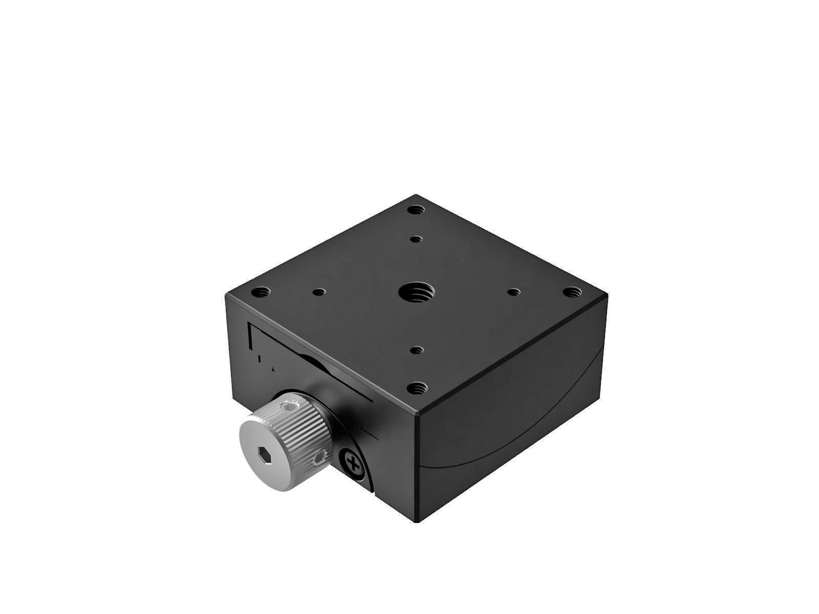 Goniometr 40X40mm, mosiężny wpust, 1-osiowy, +/-20 stopni, 15mm wysokość osi, praworęczny, przekładnia ślimakowa, gwint M3 (GOH-40A15R)