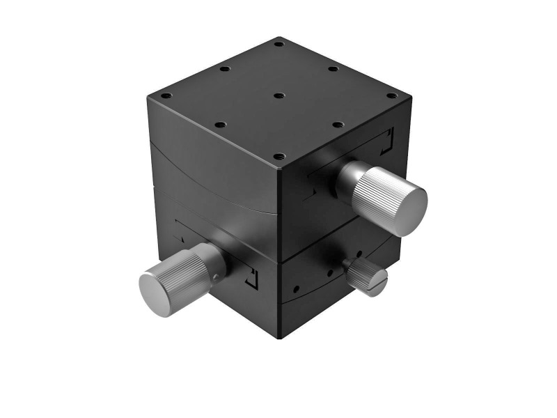 Goniometr 60X60mm, mosiężny wpust, 2-osiowy, +/-20 stopni, wysokość osi 50mm, przekładnia ślimakowa, gwint M4 (GOH-60B50)