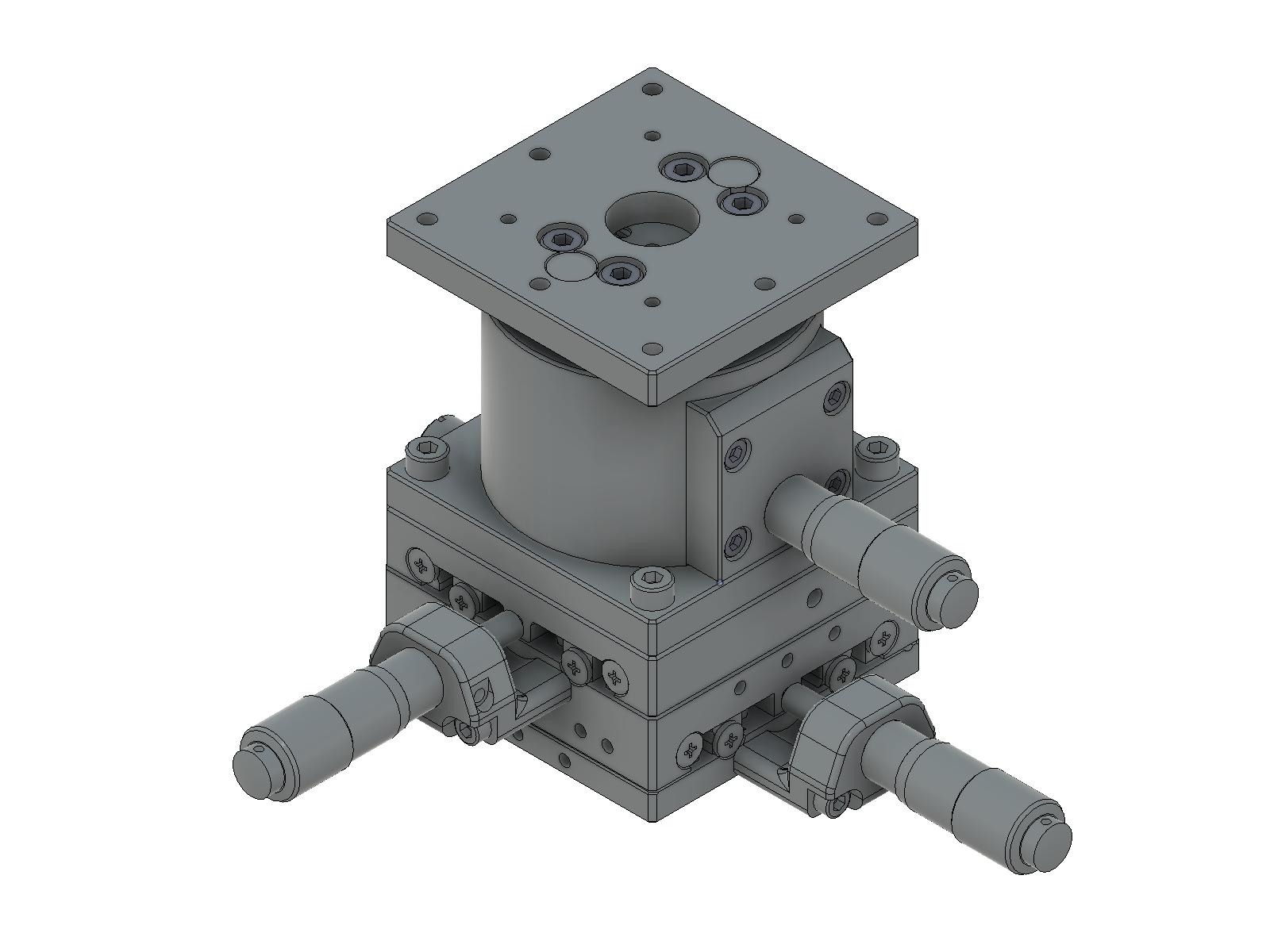 Łożysko EXC 60X60mm, stalowe, stolik XYZ, mikrometr centralny, +/-6.5/6.5/5.0mm, gwinty M4 — zdjęcie produktu, nr katalogowy TSD-605C