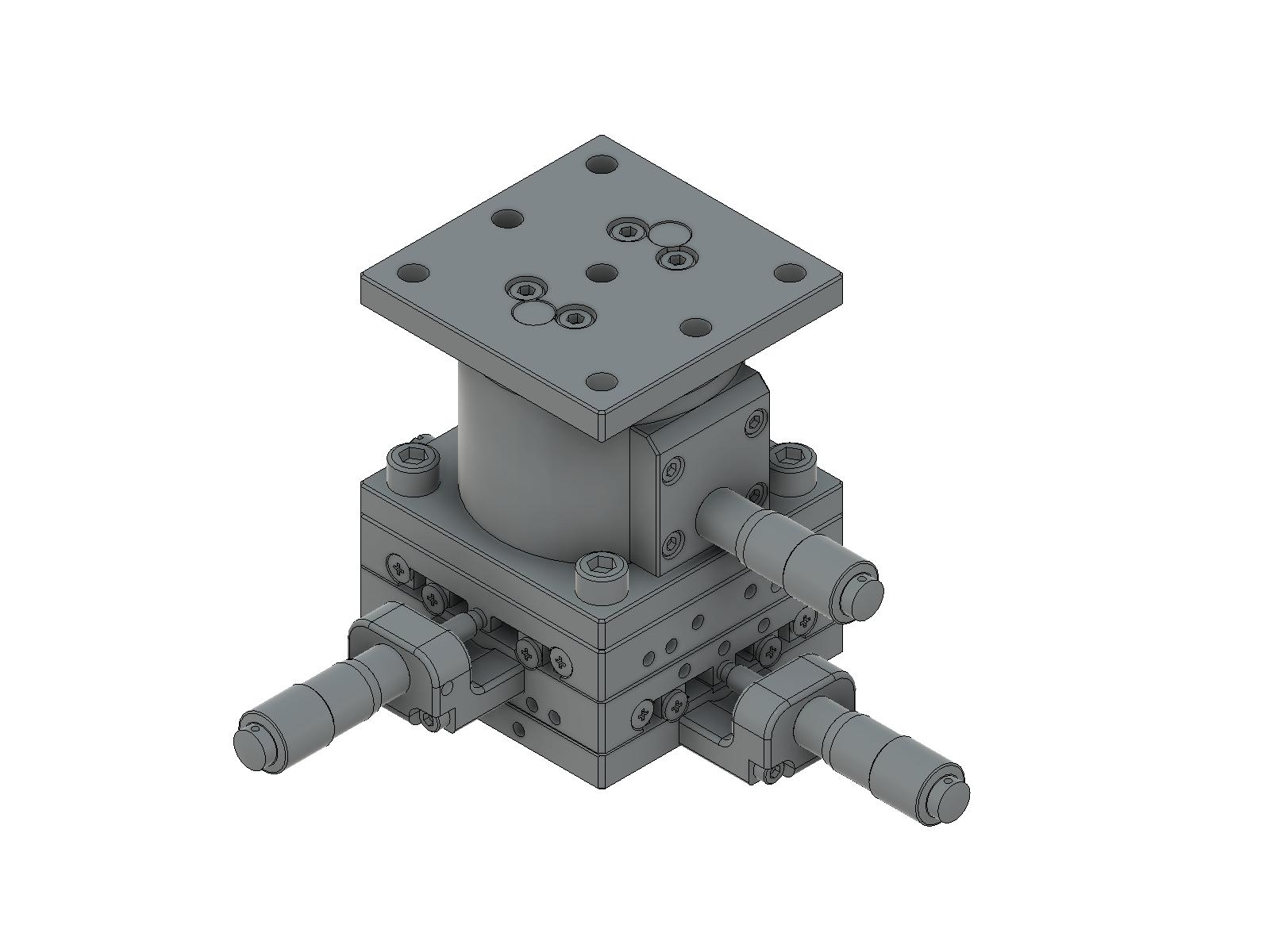 Łożysko EXC 65X65mm, stalowe, stolik XYZ, mikrometr centralny, +/-6.5/6.5/5.0mm, gwinty 1/4-20 — zdjęcie produktu, nr katalogowy TSD-655CUU