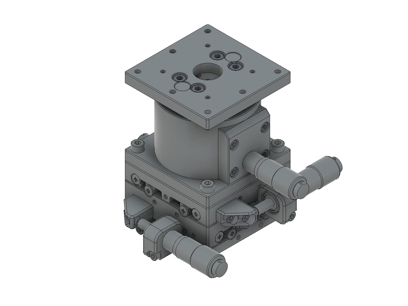 Łożysko EXC 60X60mm, stalowe, stolik XYZ, mikrometr boczny, +/-6.5/6.5/5.0mm, gwinty M4 — zdjęcie produktu, nr katalogowy TSD-605S