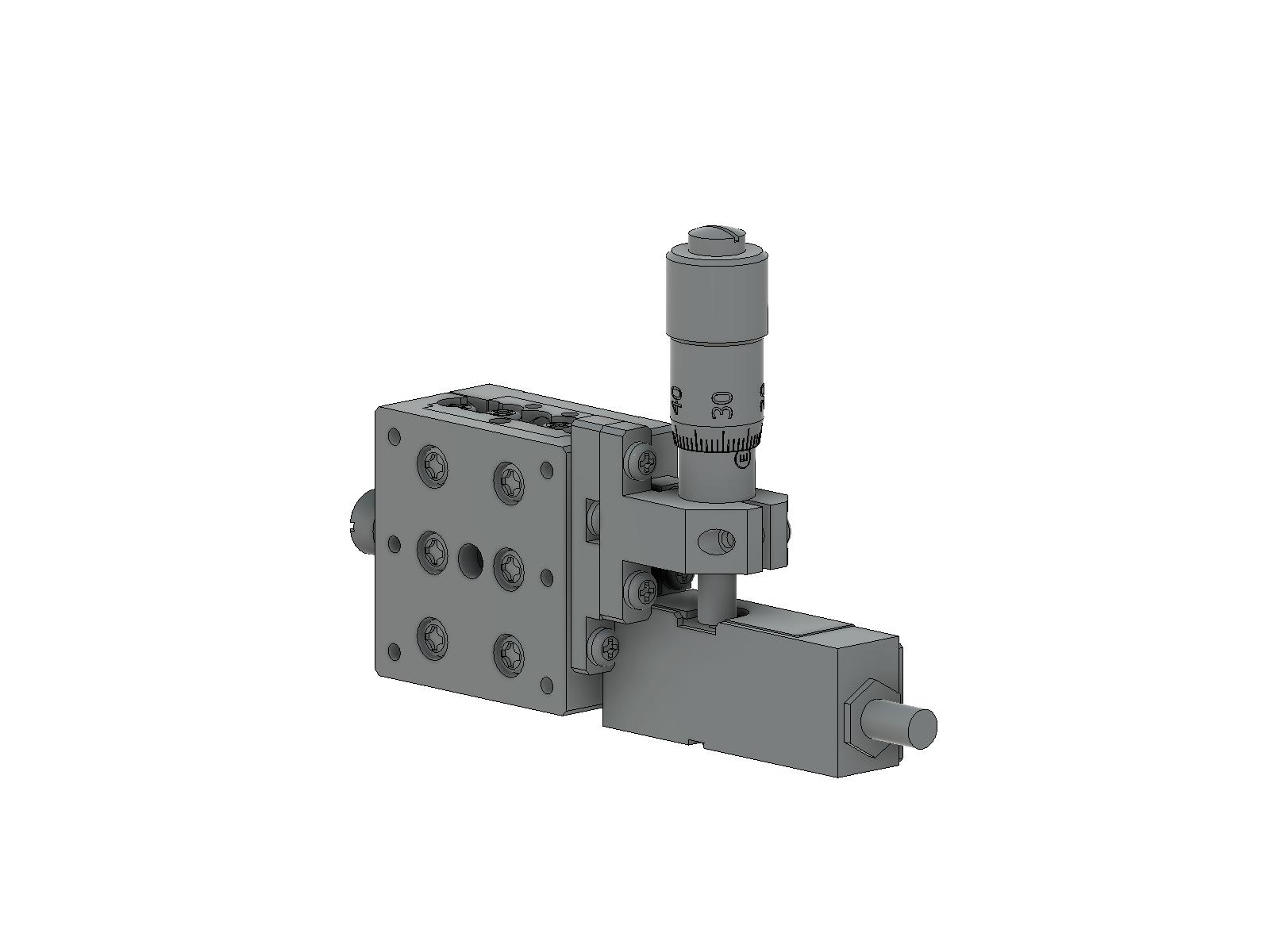 Stolik Z z asystą piezo, 25X25mm, (pionowa platforma/baza), lewoskrętny regulator +/-3mm, gwinty M2 (TADC-251SZPA)