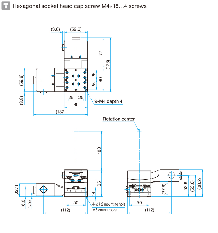 Stolik goniometryczny z aluminium, zmotoryzowany, dwuosiowy 100mm (SGSP-60B100)