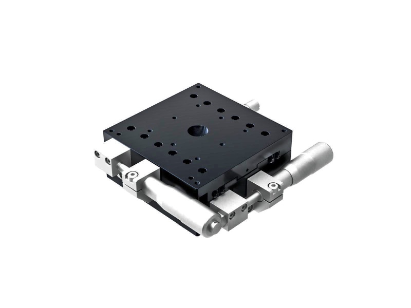 Łożysko krzyżowo-rolkowe 100X100mm, aluminiowe, stolik XY, boczny mikrometr, +/-12.5mm, gwinty M4 — zdjęcie produktu, nr katalogowy TAM-1002S