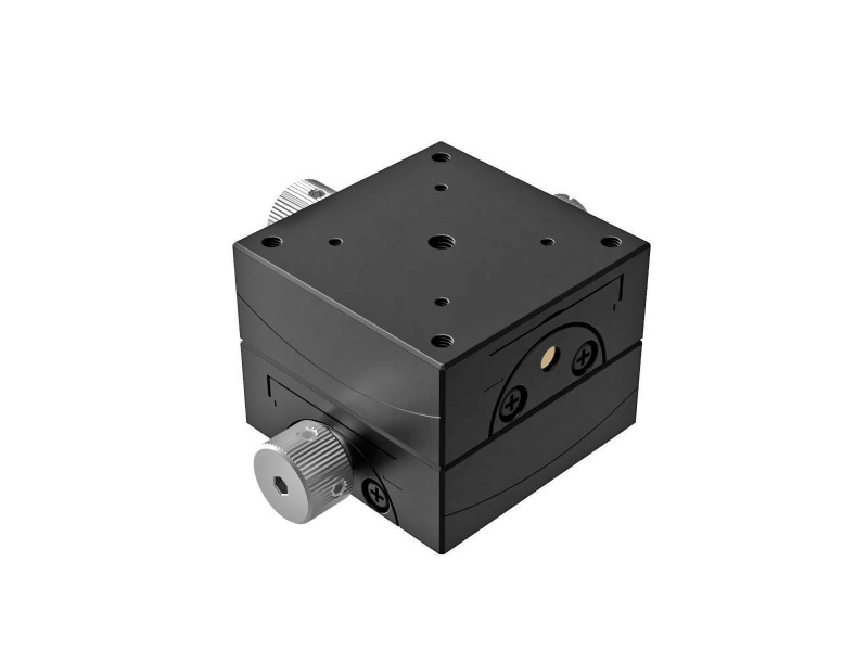 Goniometr 40X40mm, mosiężny wpust, 2-osiowy, +/-20 stopni, wysokość osi 35mm, prawoskrętny, przekładnia ślimakowa, gwint M3 (GOH-40B35R)