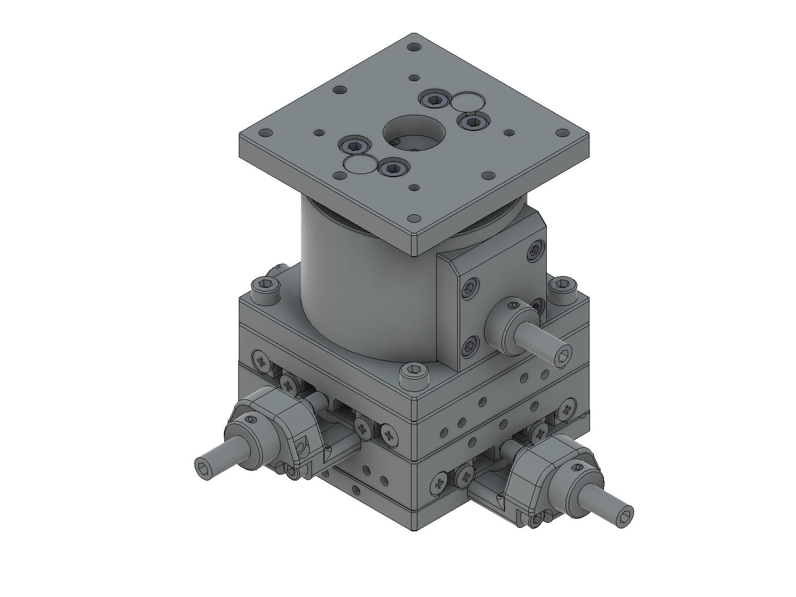 Łożysko EXC 60X60mm, stalowe, stolik XYZ, śruba sześciokątna centralna, +/-6.5/6.5/5.0mm, gwinty M4 (TSD-605CFP)