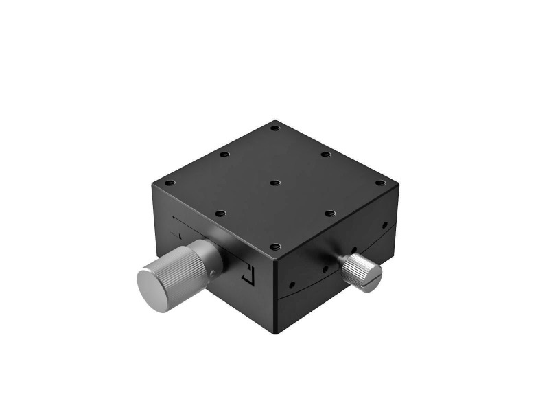 Goniometr 60X60mm, mosiężny wpust, 1-osiowy, +/-15 stopni, wysokość osi 84mm, przekładnia ślimakowa, gwint M4 (GOH-60A84)