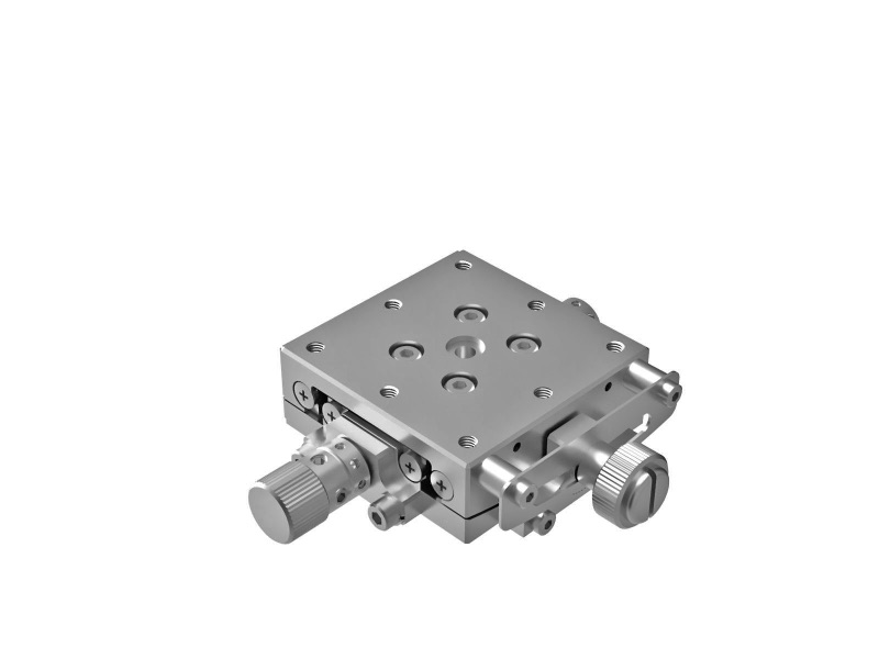 Goniometr 40X40mm z niklowanym wykończeniem, łożyska EXC, 1-osiowy, +/-6°, wysokość osi 75mm, przekładnia ślimakowa, gwint M3 (GOHT-40A75)
