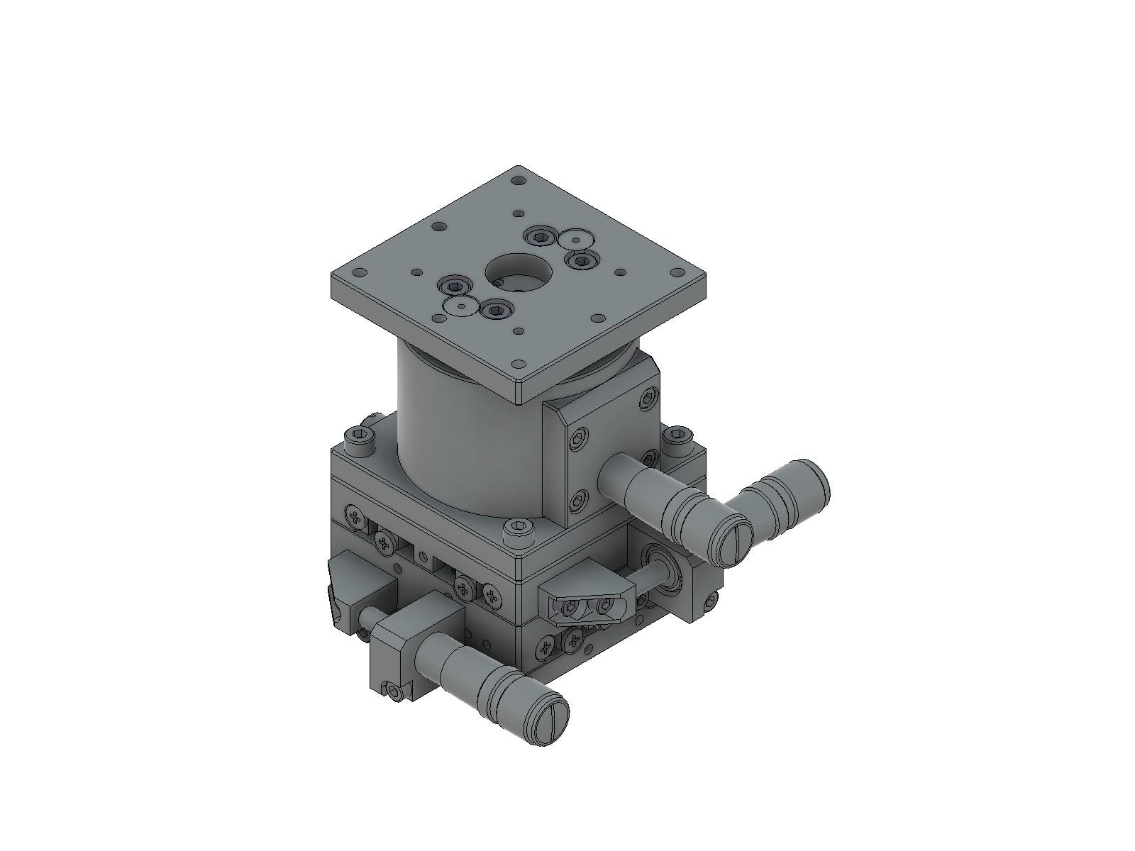 Łożysko EXC 60X60mm, kompatybilne z próżnią, ze stali nierdzewnej, stolik o osi XYZ, mikrometr boczny, +/-6.5/6.5/5.0mm, gwinty M4 (TSDS-605S)