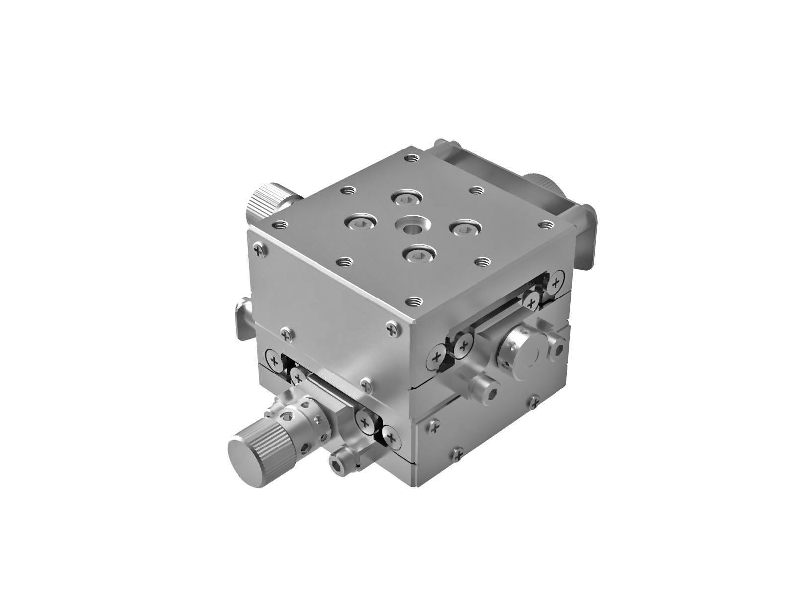 Goniometr 40X40mm z powłoką niklową, łożyska EXC, 2-osiowy, +/-10 stopni, wysokość osi 40mm, prawoskrętny, przekładnia ślimakowa, gwint M3 (GOHT-40B40R)