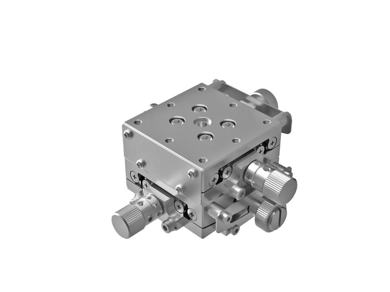Goniometr 40X40mm z niklowaniem, łożyska EXC, 2-osiowy, +/-8 stopni, 60mm wysokość osi, przekładnia ślimakowa, M3 gwint — zdjęcie produktu, nr katalogowy GOHT-40B60