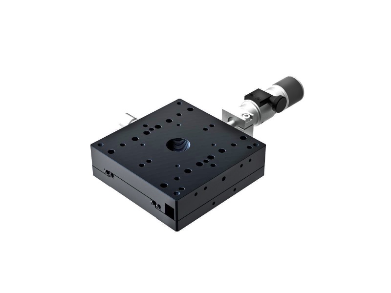 Łożysko krzyżowo-rolkowe 80X80mm, aluminiowe, stolik osi X, centralny mikrometr śrubowy sub-mikronowy, +/-7.5mm, gwinty M4 — zdjęcie produktu, nr katalogowy TAM-801CWP