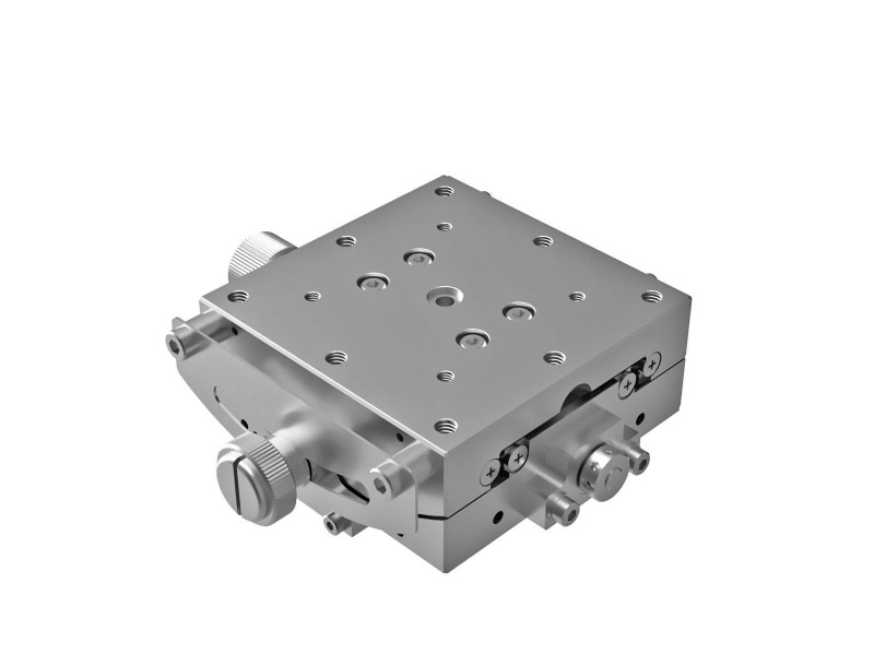 Goniometr 60x60mm, łożyska EXC, 1-osiowy, +/-20°, wysokość osi 35mm, napęd ślimakowy, gwinty M4 (GOHT-60A35)