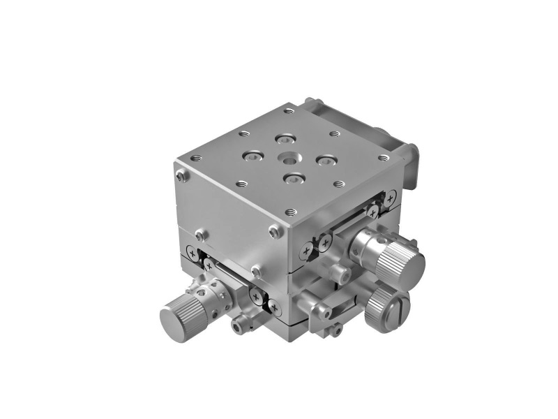 Goniometr 40X40mm z niklowaniem, łożyska EXC, 2-osiowy, +/-10 stopni, 40mm wysokość osi, przekładnia ślimakowa, M3 gwint (GOHT-40B40)