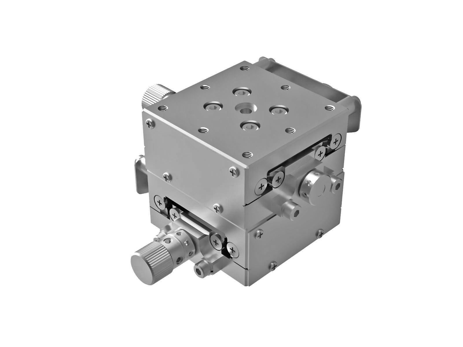 Goniometr 40X40mm z powłoką niklową, łożyska EXC, 2-osiowy, +/-20 stopni, wysokość osi 20mm, prawoskrętny, przekładnia ślimakowa, gwint M3 (GOHT-40B20R)