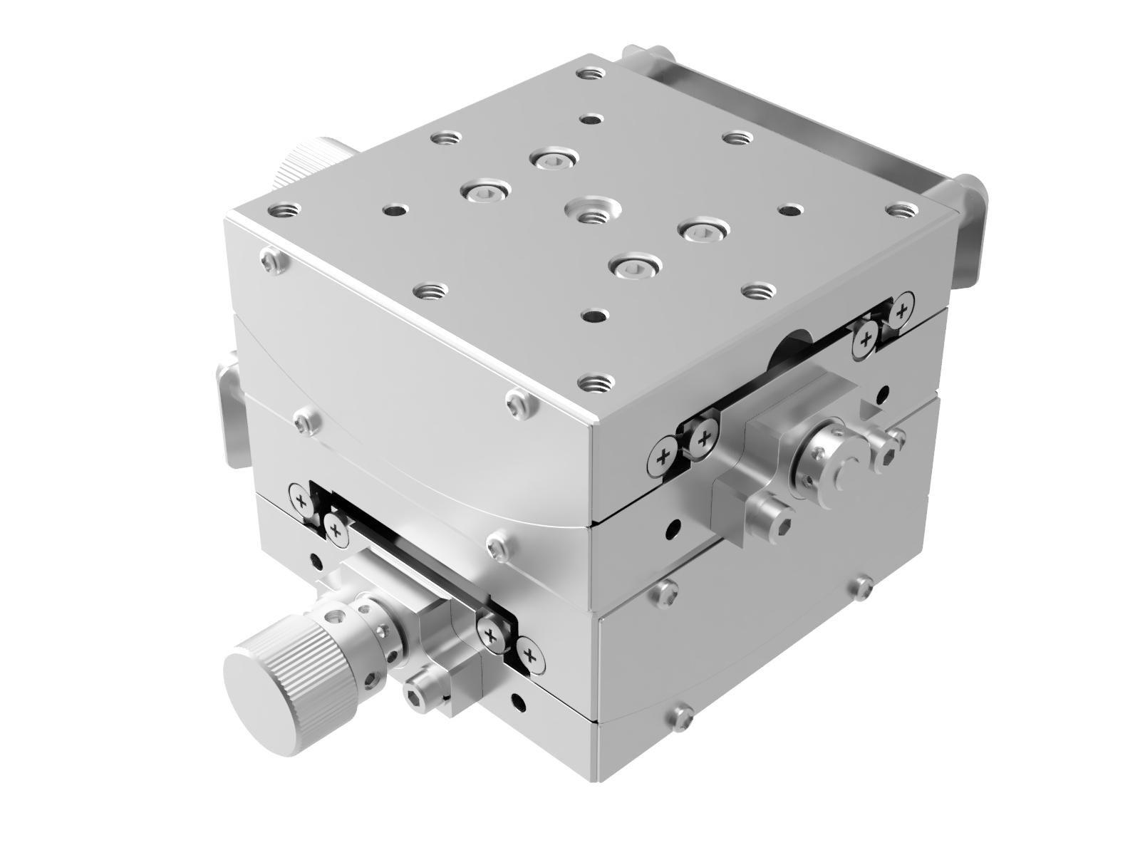 Goniometr 60X60mm z powłoką niklową, łożyska EXC, 2-osiowy, +/-20 stopni, wysokość osi 35mm, prawoskrętny, przekładnia ślimakowa, gwint M4 (GOHT-60B35R)