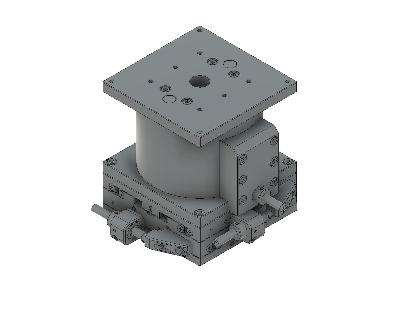 Łożysko EXC 100X100mm, stalowe, stolik XYZ, (platforma pionowa) śruba sześciokątna boczna, +/-12.5mm, gwint M4, prawoskrętny — zdjęcie produktu, nr katalogowy TSD-1005SRFP