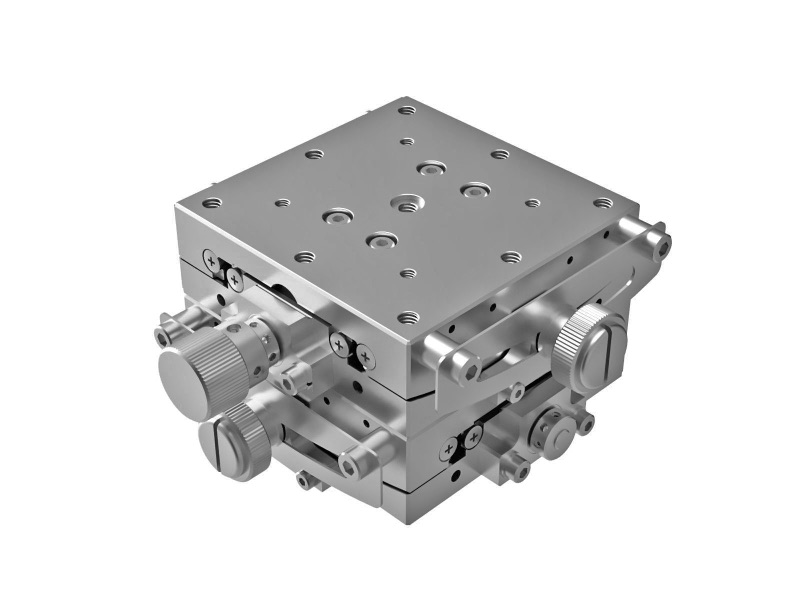 Goniometr 60X60mm z niklowaniem, łożyska EXC, 2-osiowy, +/-10 stopni, 85mm wysokość osi, przekładnia ślimakowa, M4 gwint (GOHT-60B85)
