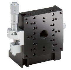Łożysko krzyżowo-rolkowe 80X80mm, aluminiowe, stolik Z, (pionowa platforma/podstawa pozioma) mikrometr boczny, +/-7.5mm, gwinty M4 — zdjęcie produktu, nr katalogowy TAM-803L