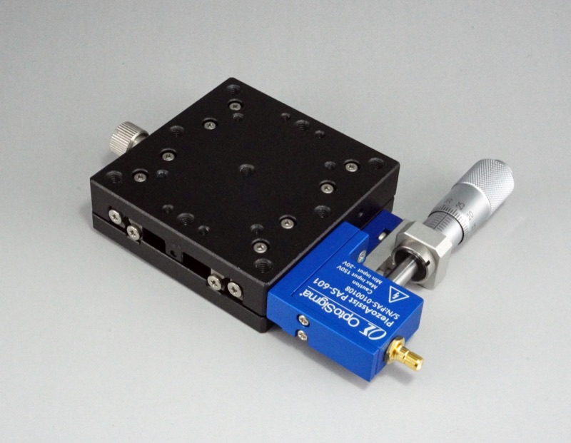 Stolik X o wymiarach 60X60mm z asystą piezoelektryczną, lewy regulator, +/-6.5mm, gwinty M4 (TADC-601SPA)