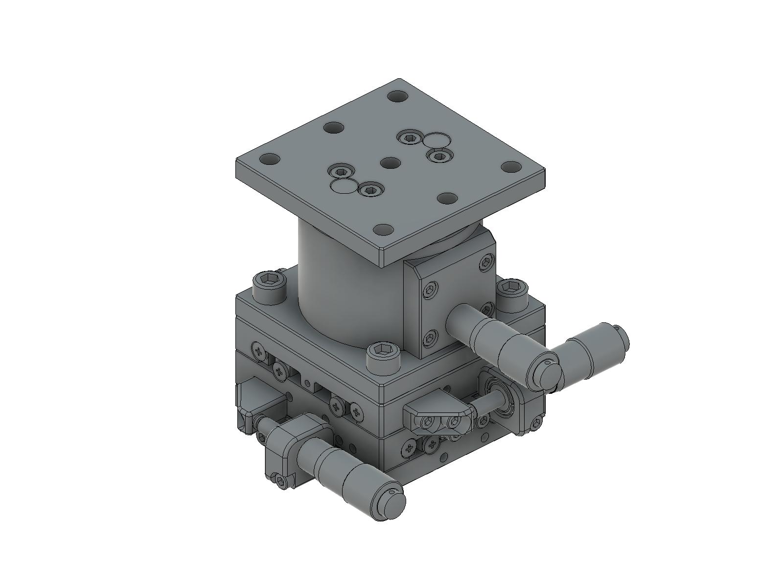 Łożysko EXC 65X65mm, stalowe, stolik XYZ, mikrometr boczny, +/-6.5/6.5/5.0mm, gwinty M6 — zdjęcie produktu, nr katalogowy TSD-655S-M6