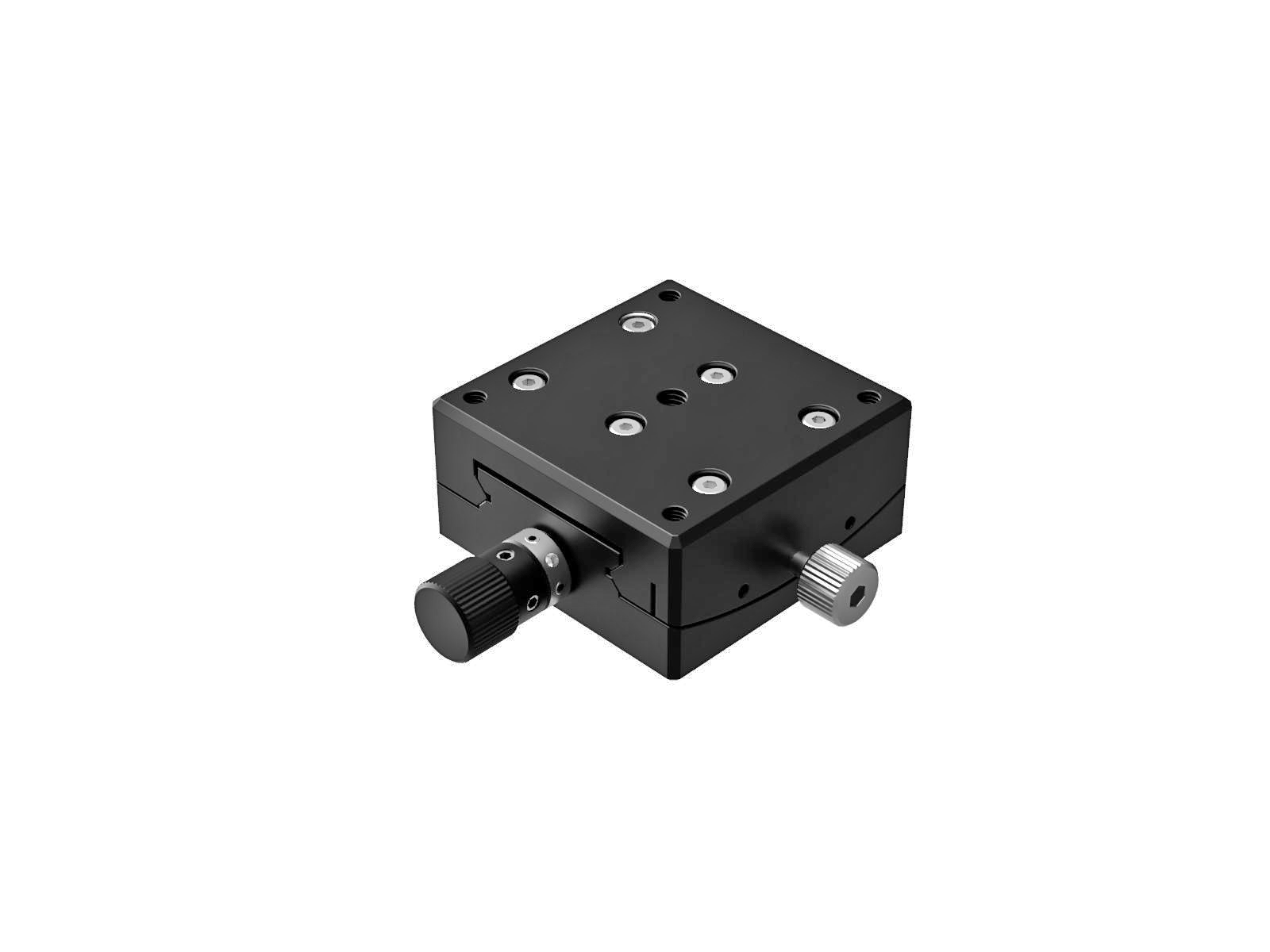Goniometr 40X40mm, mosiężny V-grawer, 1-osiowy, +/-8°, wysokość osi 40mm, przekładnia ślimakowa, gwint M4 (GOHB-40A40)