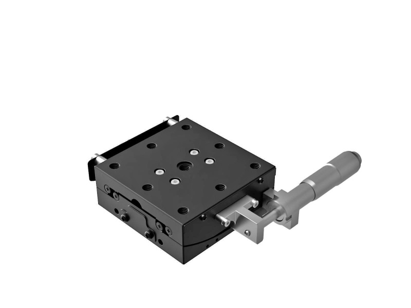Goniometr 65X65 mm, łożyska EXC, 1 oś, +/-10 stopni, wysokość osi 50 mm, mikrometr, gwint M6 (GOHT-65A50BMS-M6)