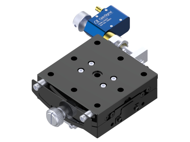 Silnikowy goniometr 65X65mm, łożyska EXC, 1-osiowy, 16 stopni, wysokość osi 50mm, piezomotor, gwint M6 (GOHT-65A50BMS-M6-PDM)