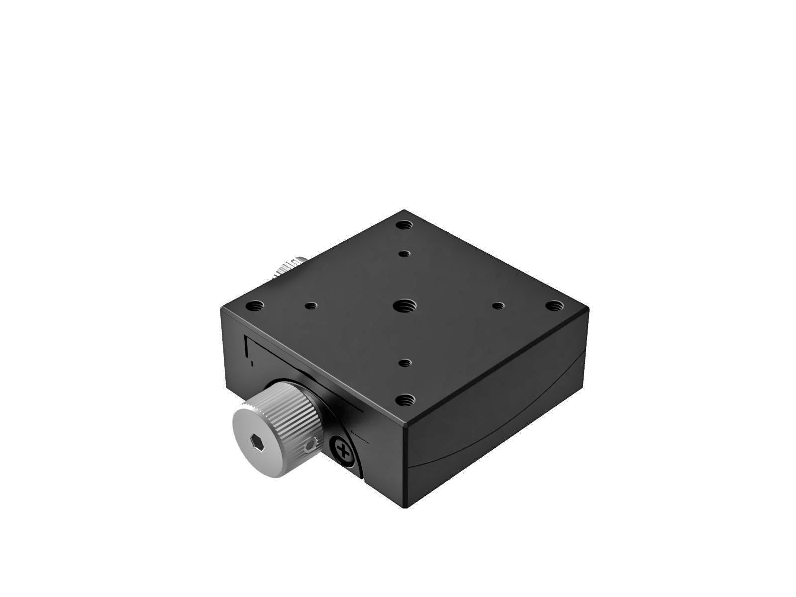 Goniometr 40X40mm, mosiężny wpust, 1-osiowy, +/-20 stopni, 35mm wysokość osi, praworęczny, przekładnia ślimakowa, gwint M3 (GOH-40A35R)