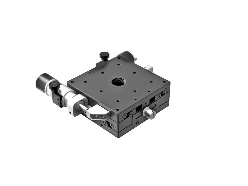 Łożysko EXC 80X80mm, stalowe, stolik XY, boczny mikrometr śrubowy submikronowy, +/-6.5mm, gwinty M4, prawoskrętne — zdjęcie produktu, nr katalogowy TSD-802SRWP