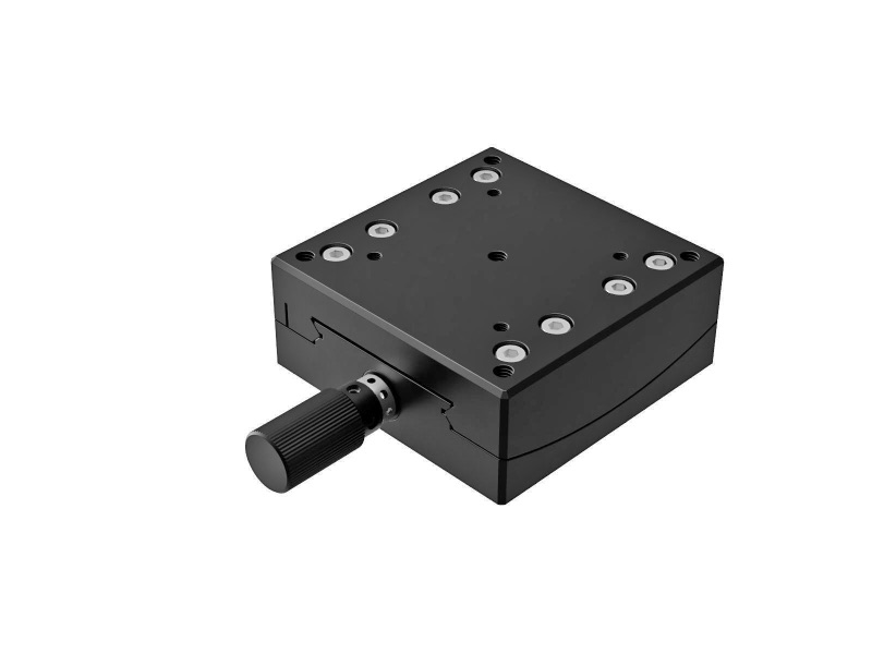 Goniometr 60X60mm, mosiężny z rowkiem V, 1-osiowy, +/-6°, wysokość osi 75mm, przekładnia ślimakowa, gwint M4 — zdjęcie produktu, nr katalogowy GOHB-60A75R