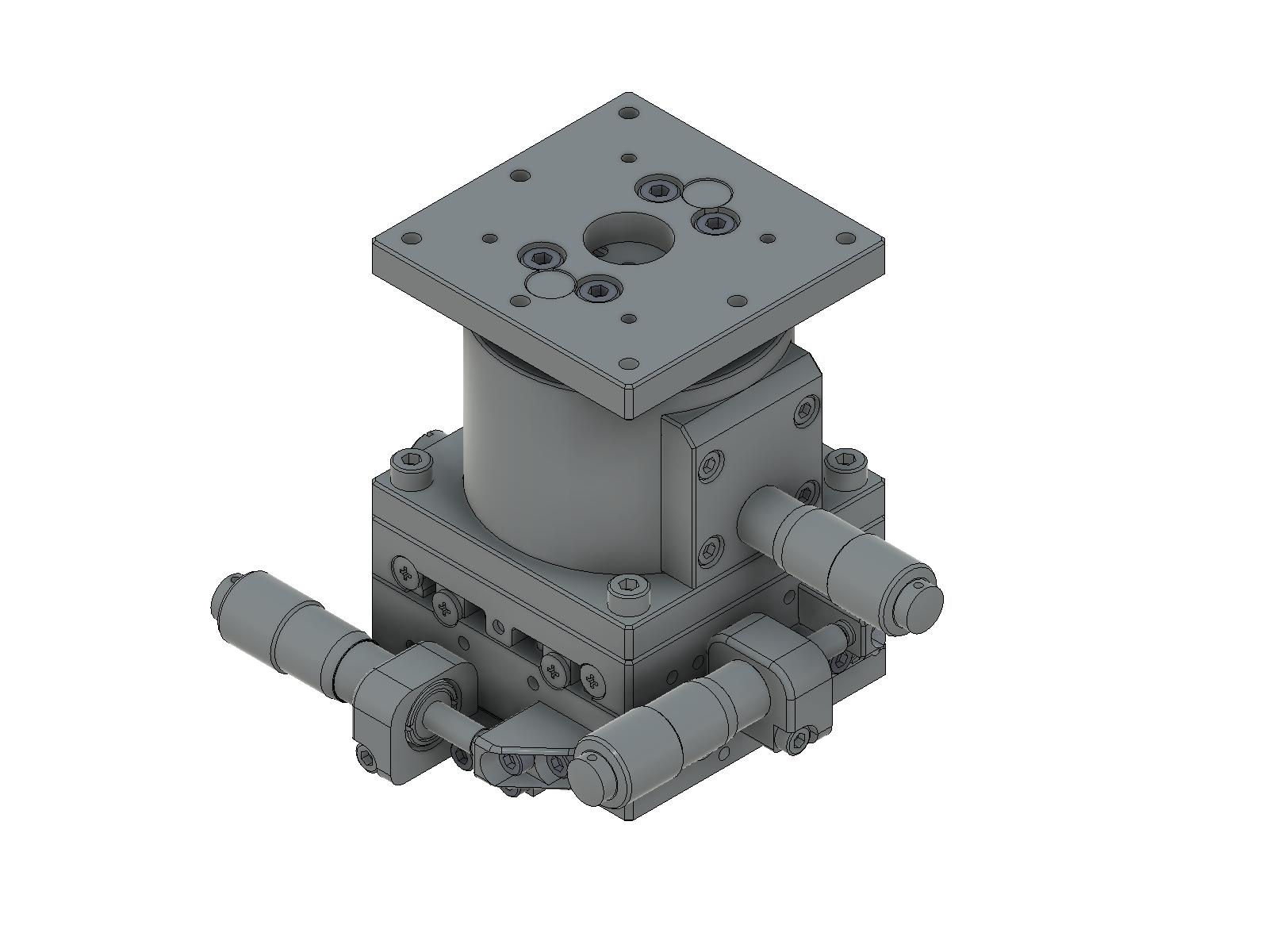 Łożysko EXC 60X60mm, stalowe, stolik XYZ, mikrometr boczny, +/-6.5/6.5/5.0mm, gwinty M4, prawoskrętny — zdjęcie produktu, nr katalogowy TSD-605SR