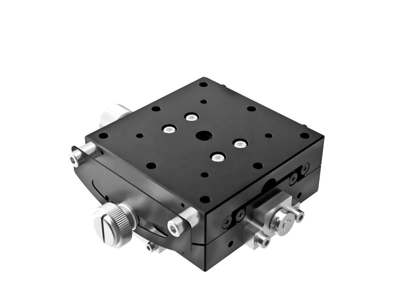 Goniometr 60x60mm, łożyska EXC, 1-osiowy, +/-20°, wysokość osi 35mm, napęd ślimakowy, gwinty M4 (GOHT-60A35B)