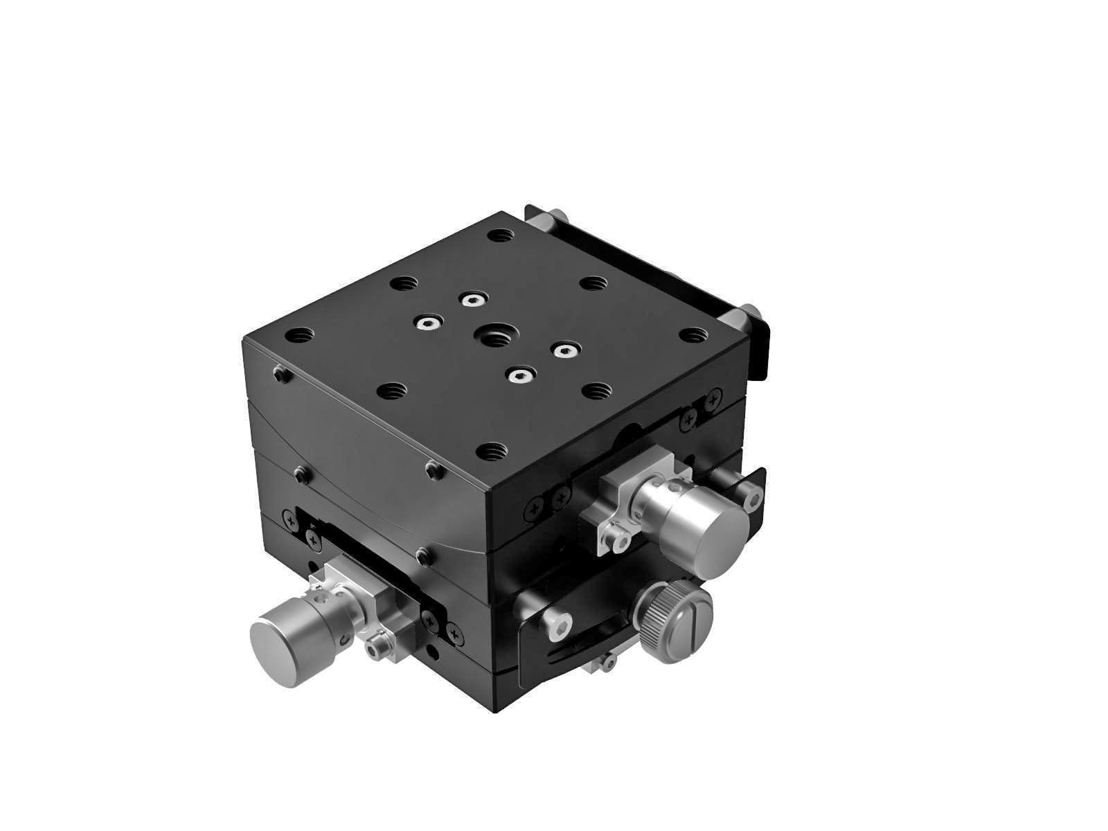 Goniometr 65X65mm, łożyska EXC, 2-osiowy, +/-20 stopni, wysokość osi 50mm, przekładnia ślimakowa, gwint 1/4-20 — zdjęcie produktu, nr katalogowy GOHT-65B50BUU