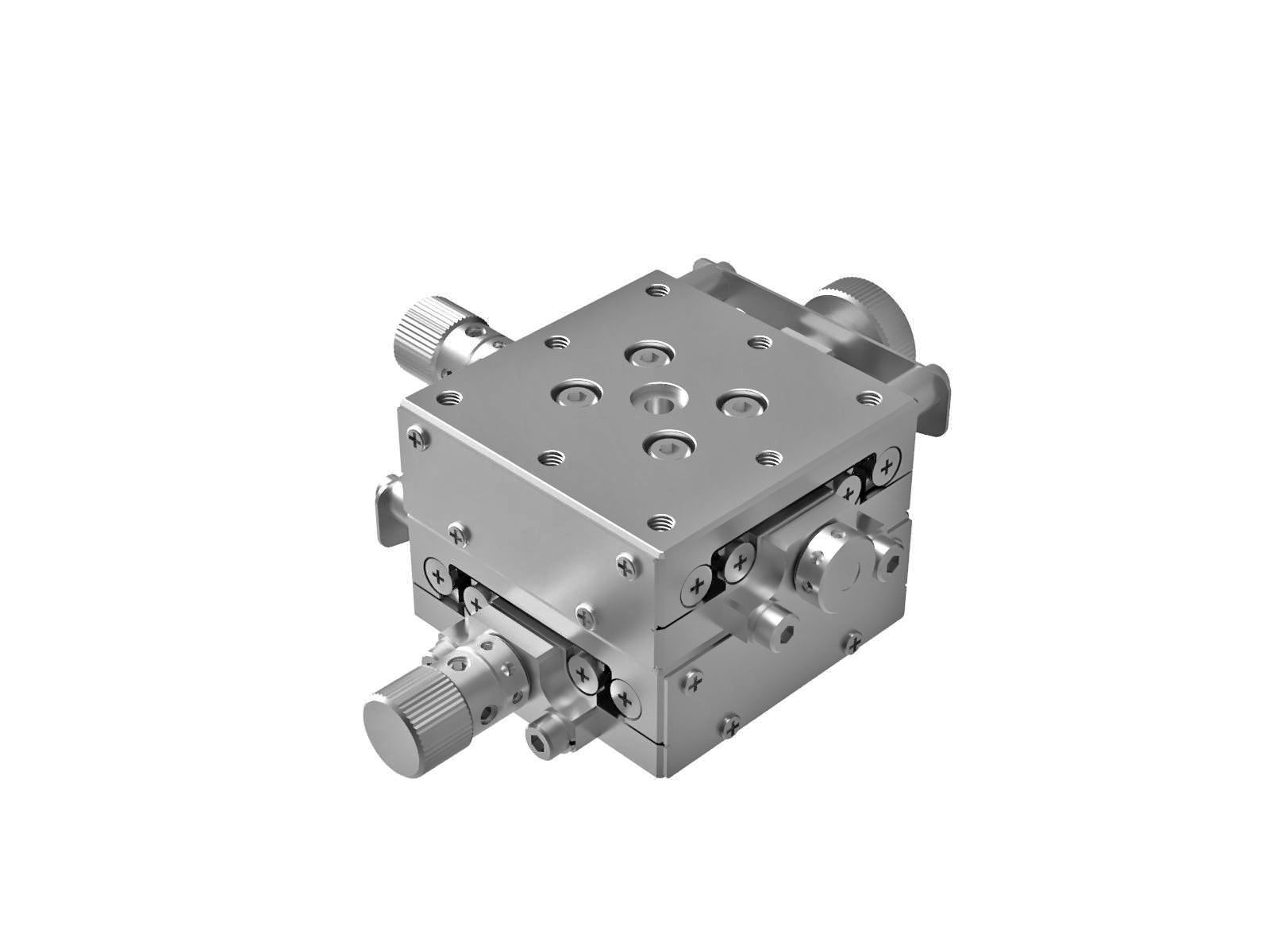 Goniometr 40X40mm z powłoką niklową, łożyska EXC, 2-osiowy, +/-8 stopni, wysokość osi 60mm, prawoskrętny, przekładnia ślimakowa, gwint M3 (GOHT-40B60R)