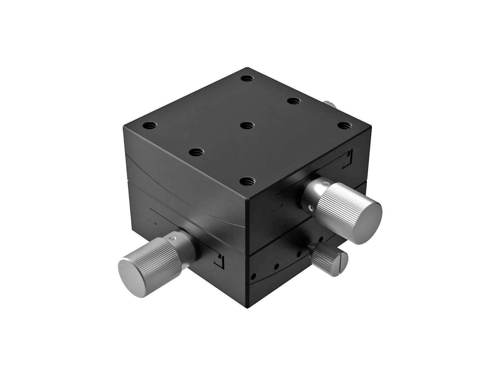Goniometr 65X65mm, mosiężny wpust, 2-osiowy, +/-15°, wysokość osi 76mm, przekładnia ślimakowa, gwint 1/4-20 — zdjęcie produktu, nr katalogowy GOH-65B76UU