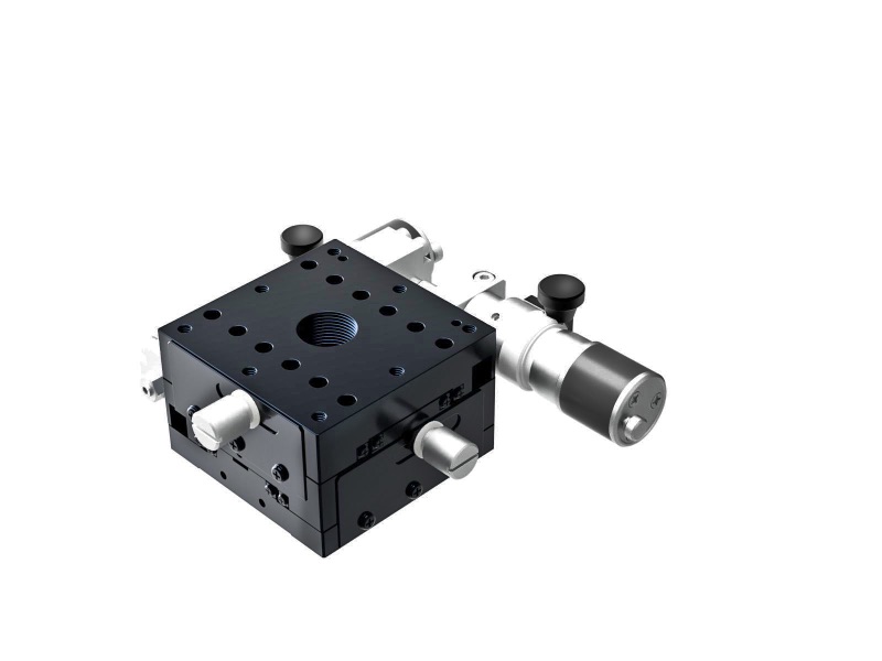 Łożysko krzyżowo-rolkowe 60X60mm, aluminiowe, stolik XY, mikrometr boczny sub-mikronowy z śrubą zębatą, +/-6.5mm, gwinty M4, prawoskrętny (TAM-602SRWP)