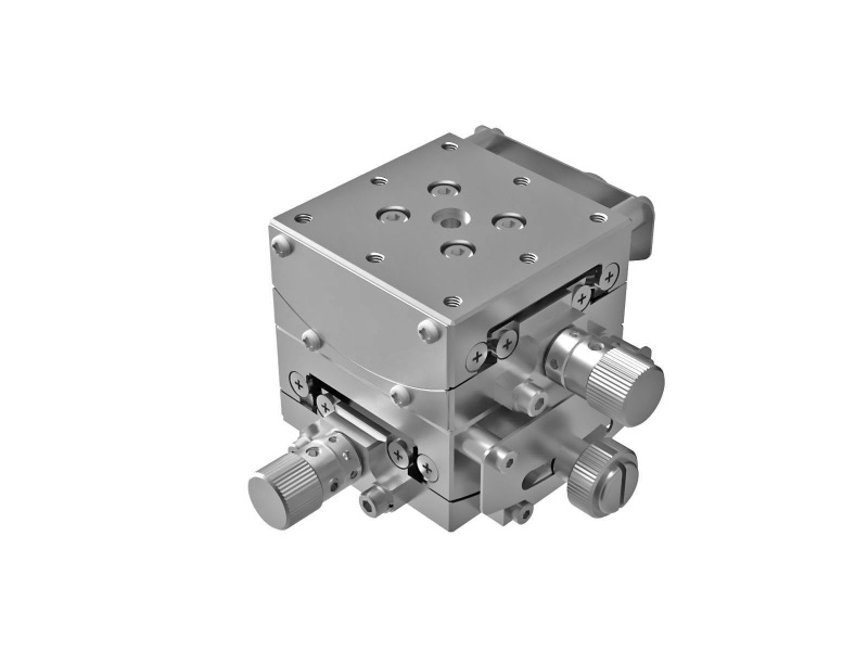 Goniometr 40X40mm z niklowaniem, łożyska EXC, 2-osiowy, +/-20 stopni, 20mm wysokość osi, przekładnia ślimakowa, M3 gwint (GOHT-40B20)