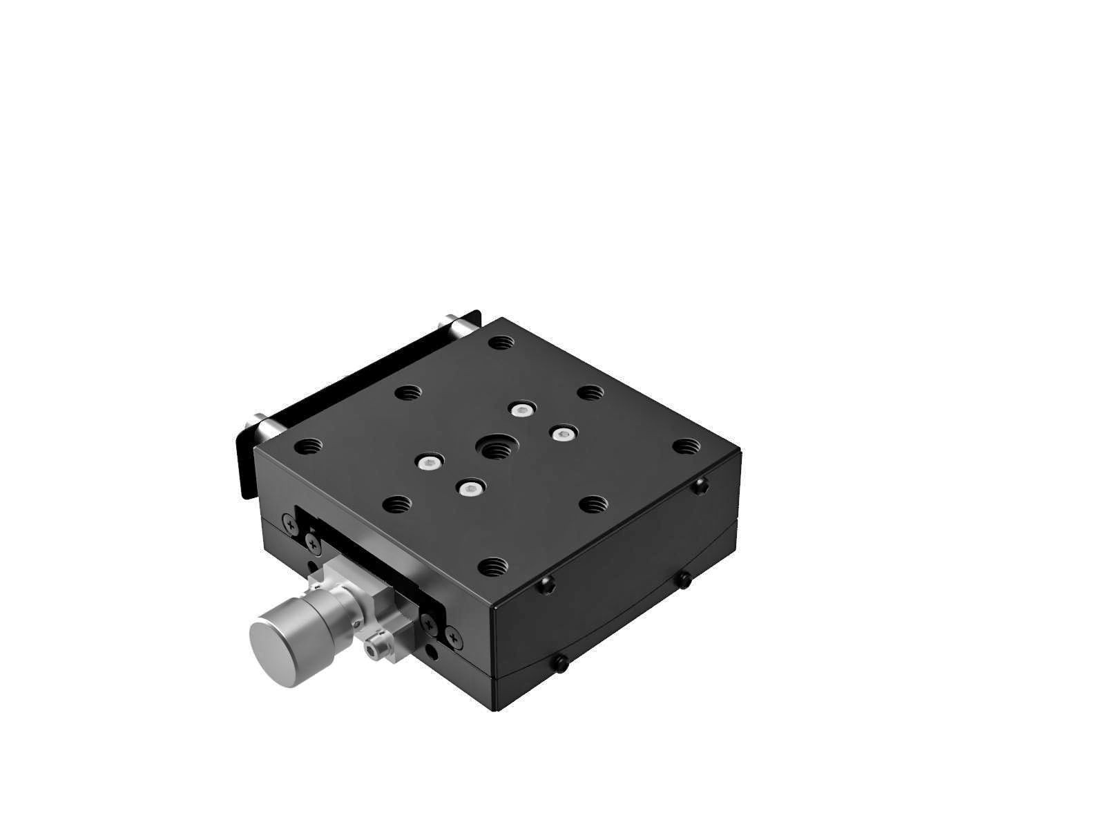 Goniometr 65X65mm, łożyska EXC, 1-osiowy, +/-10 stopni, wysokość osi 100mm, praworęczny, przekładnia ślimakowa, gwint 1/4-20 — zdjęcie produktu, nr katalogowy GOHT-65A100BRUU