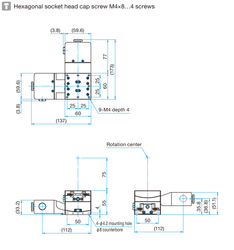 Stolik goniometryczny z aluminium, zmotoryzowany, dwuosiowy 75mm (SGSP-60B75)
