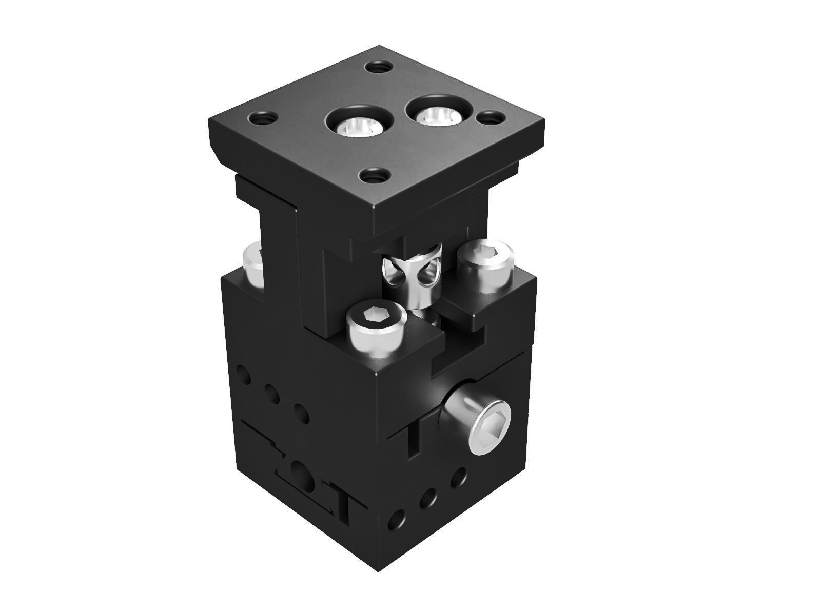 Prowadnica jaskółczy ogon 15X15mm, mosiężne, stolik XYZ, śruba prowadząca centralna, +/-2mm, gwinty M2 (TASB-155)