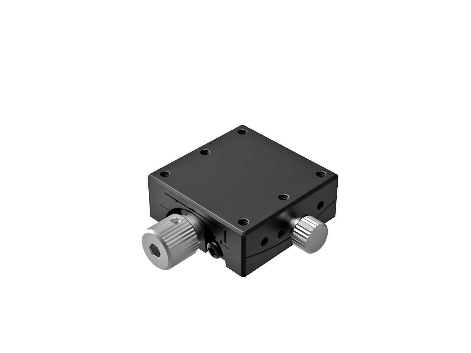 Goniometr 25X25mm, mosiężny wpust, 1-osiowy, +/-15 stopni, 30mm wysokość osi, przekładnia ślimakowa, gwint M2 (GOH-25A30)