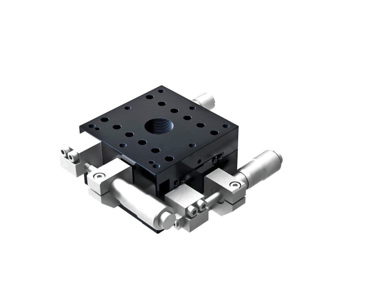 Łożysko krzyżowo-rolkowe 60X60mm, aluminiowe, stolik XY, mikrometr boczny, +/-6.5mm, gwinty M4 — zdjęcie produktu, nr katalogowy TAM-602S