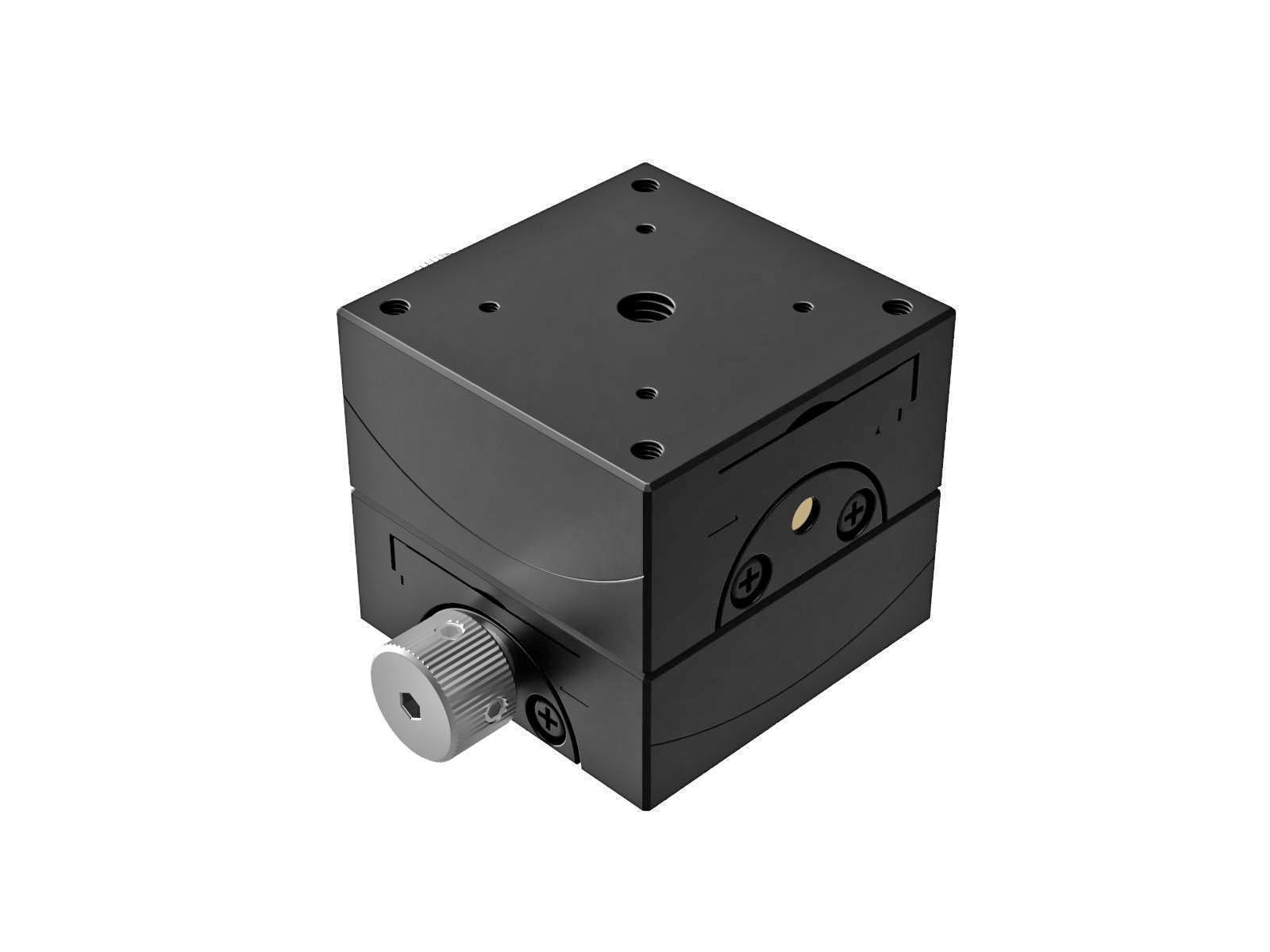 Goniometr 40X40mm, mosiężny wpust, 2-osiowy, +/-20 stopni, wysokość osi 15mm, prawoskrętny, przekładnia ślimakowa, gwint 6-32 (GOH-40B15RUU)